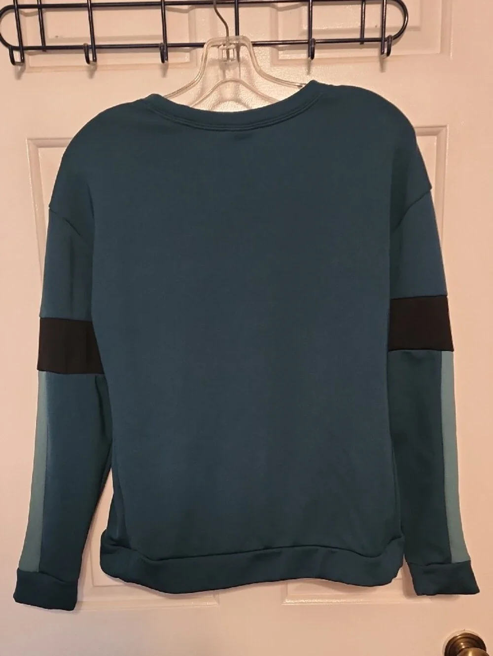 Nike Teal Crewneck Sweatshirt with Black & White Sleeve Accents
